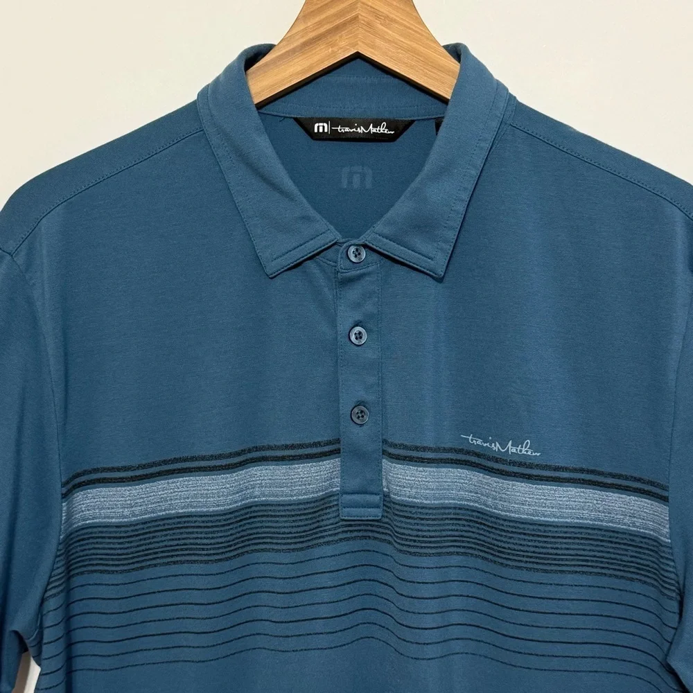 Travis Mathew Men's Private Villa Polo Shirt Blue Size Large